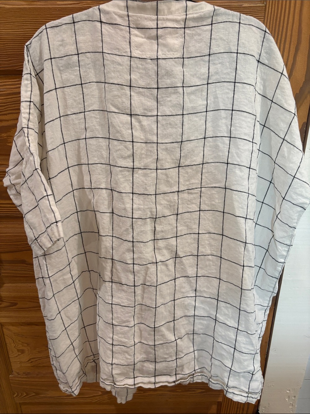 notPERFECTLINEN White Windowpane Linen Open Cardigan (yes needs ironing) - Picture 5 of 5